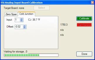 Calibration Screen (Analog Input Board - Cold Junction)